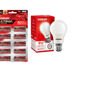 Eveready Ultima AA Batteries (Pack of 10) + Eveready 9W LED Bulb Combo