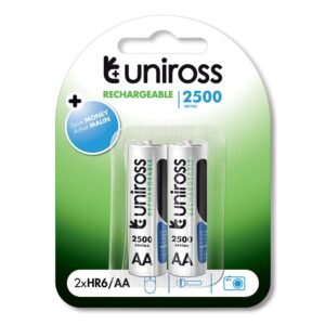 Eveready Uniross AA 2500mAh NiMH Rechargeable Batteries Pack of 2